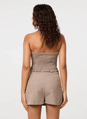 Bustier Pinstripe Button Top