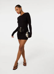 Denim Belted Mini Skirt