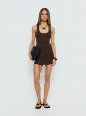 Micka Scoop Mini Dress Brown