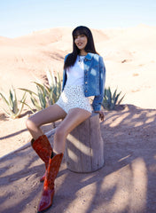 Ditsy Print Shorts with Lace