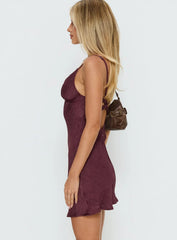 Makaia Balconette Mini Dress Aubergine