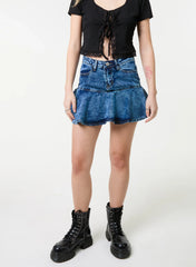 Flippy Denim Mini Skirt With Shorts