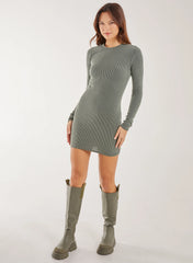 Two Tone Ribbed Mini Dress