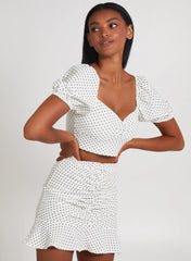 Polka Dot Puff Sleeve Top