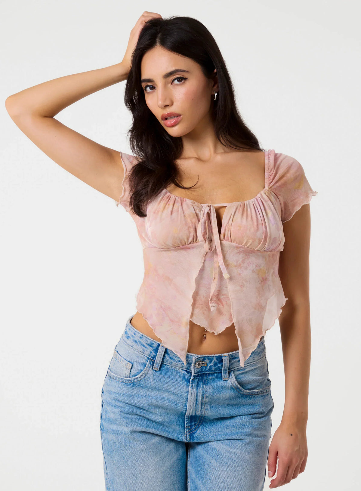 Short Sleeve Mesh Butterfly Top