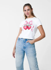 Diamante Strawberry Bow Tee