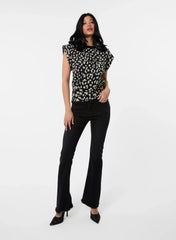 Leopard Print Shoulder Pad Top