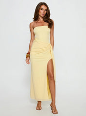 Analeah Strapless Maxi Dress Lemon Yellow