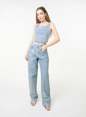 Diamante Denim Corset Top