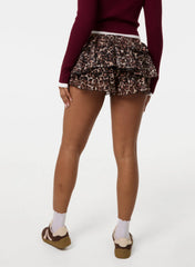Printed Lace Micro Ruffle Shorts
