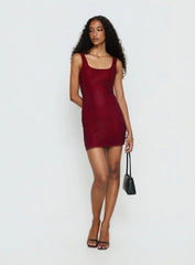 Epiphanies Net Mini Dress Burgundy