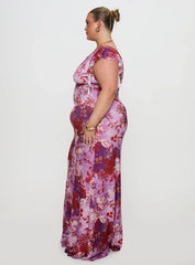 Soleila Maxi Dress Purple Multi Curve