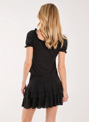 Tie Front Puff Sleeve Top