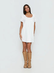 Trinka Frill Collared Mini Dress White