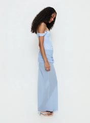 Angiola Corset Off Shoulder Maxi Dress Blue
