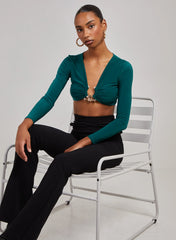 Gold Trim Slinky Long Sleeve Top