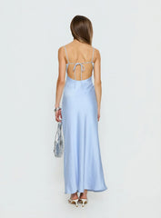 Normanby V Neck Tie Detail Maxi Dress Blue