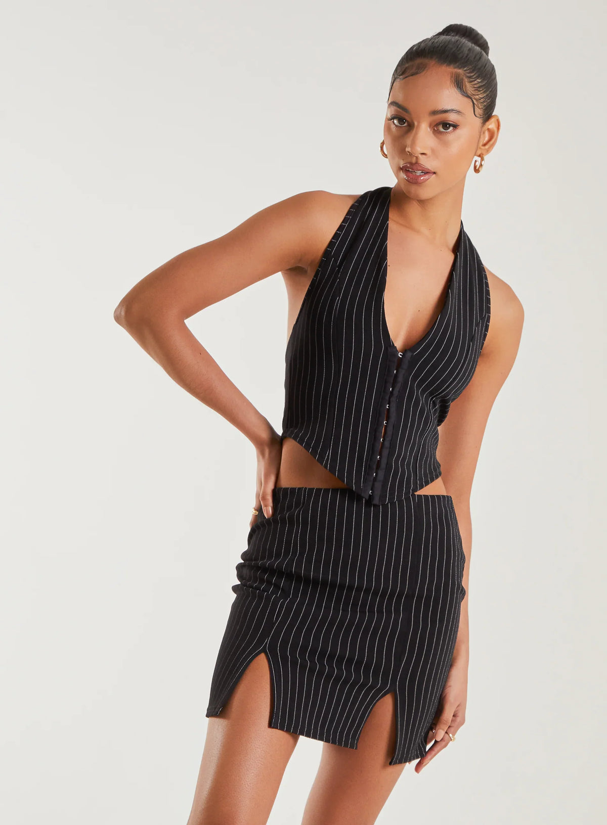 Pinstripe Eyelet Waistcoat