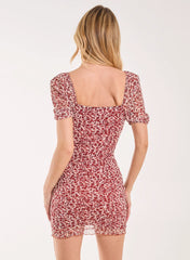 Puff Sleeve Mesh Mini Dress