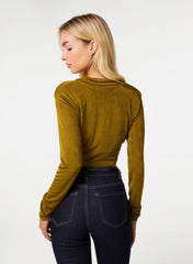Ruched Slinky Cropped Shirt