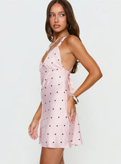 Rosabelle Satin Mini Dress Pink Polka Dot