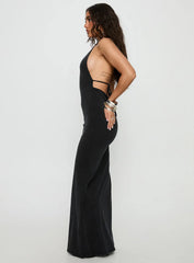 Rheanna Draped Backless Maxi Dress Black