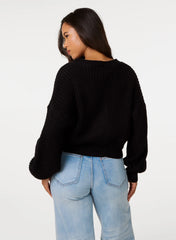 V Neck Three Button Cardigan