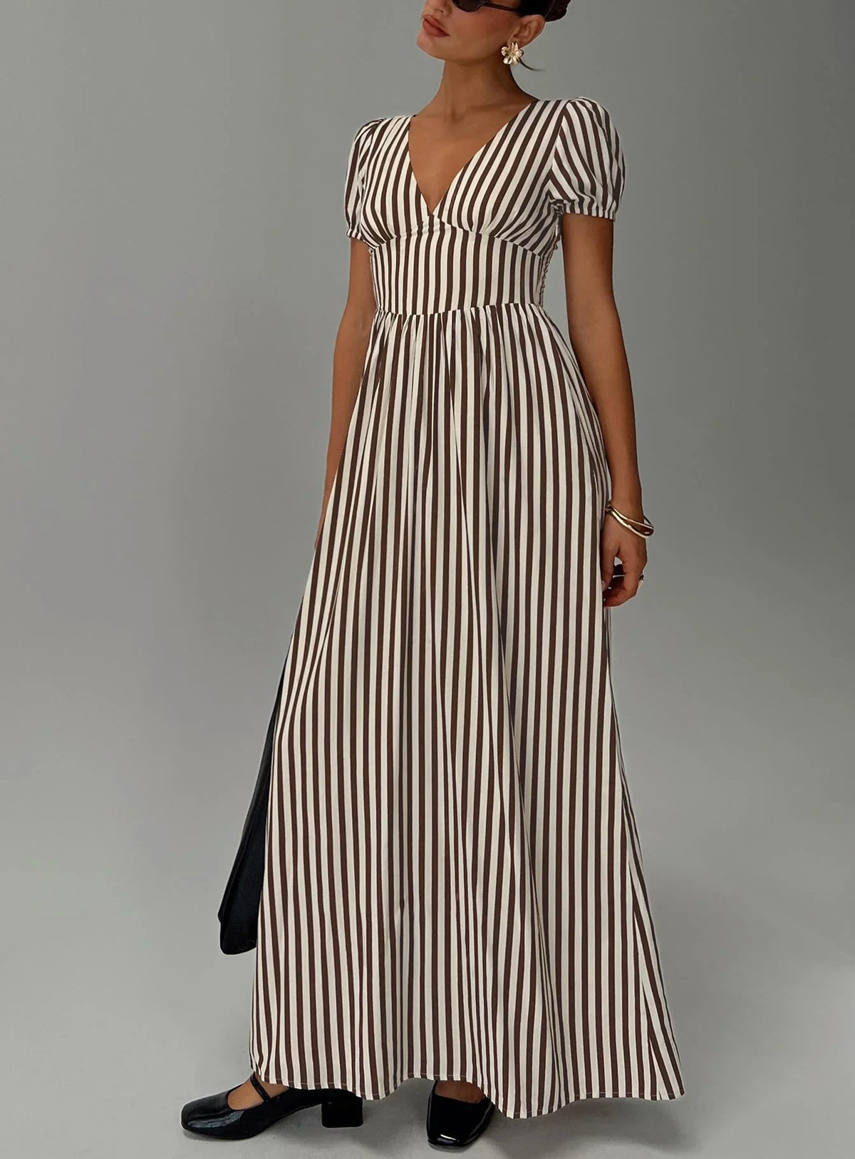 Collyns Maxi Dress Beige Pinstripe