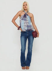 Ferne Tie Neck Top Blue Multi