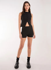 Pinstripe Button Front Longline Waistcoat