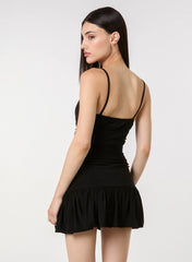Slinky Ruched Bubble Hem Mini Dress