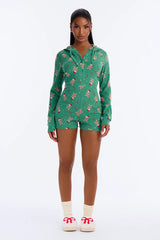 Sweet All Year Waffle Hooded PJ Romper