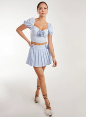 Corsage Pleated Mini Skort