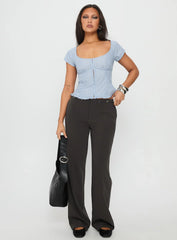 Nymera Short Sleeve Blouse Top Blue Stripe