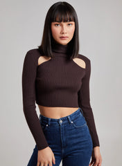 Ribbed Roll Neck Jumper With Cut Out Detail