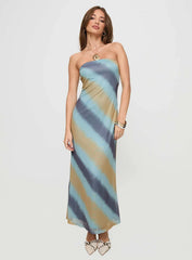 Celik Strapless Maxi Dress Blue / Brown