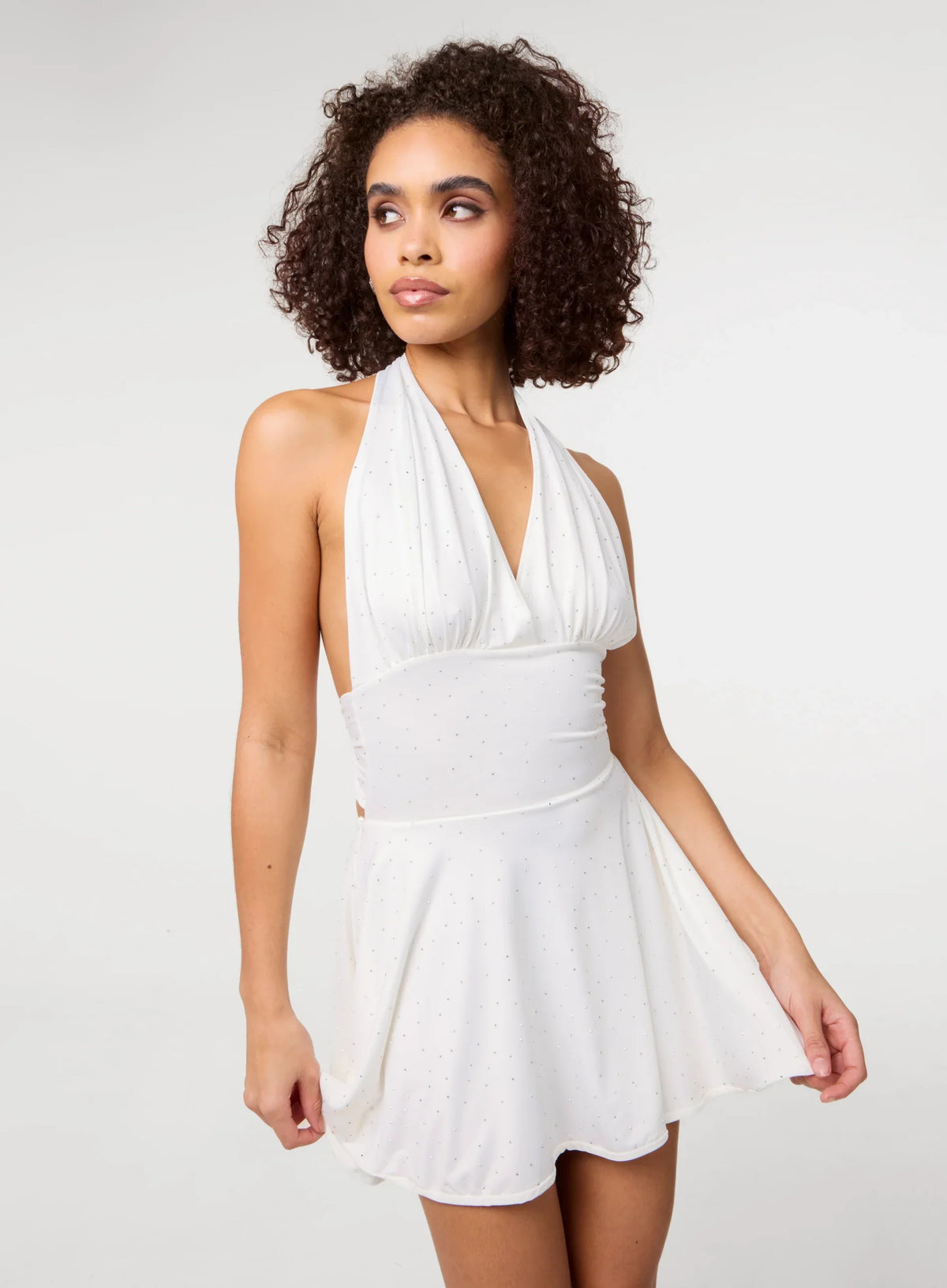 Diamante Slinky Halter Dress
