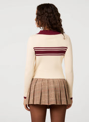 Stripe Front Zip Up Sweatshirt