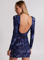 Tie Dye Padded Shoulder Mini Dress