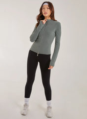Two Tone Rib Double Zip Top