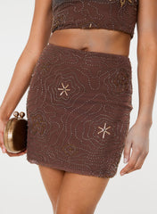 Sequin Embroidered Mini Skirt