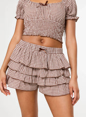 Gingham Frilly Bloomer Mini Shorts