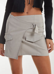 Bengaline Wrap D-Ring Mini Skirt
