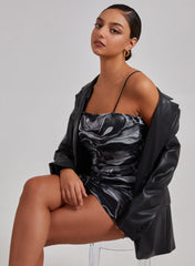 Mesh Marble Ruched Cami Mini Dress