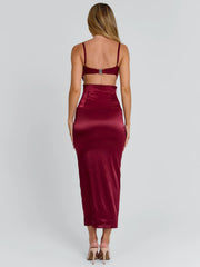 HOLLIE MIDI DRESS BURGUNDY