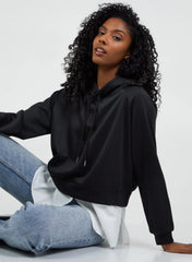 Shirt Hem Crop Hoodie