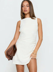 Falling Stars Ruched Mini dress Cream