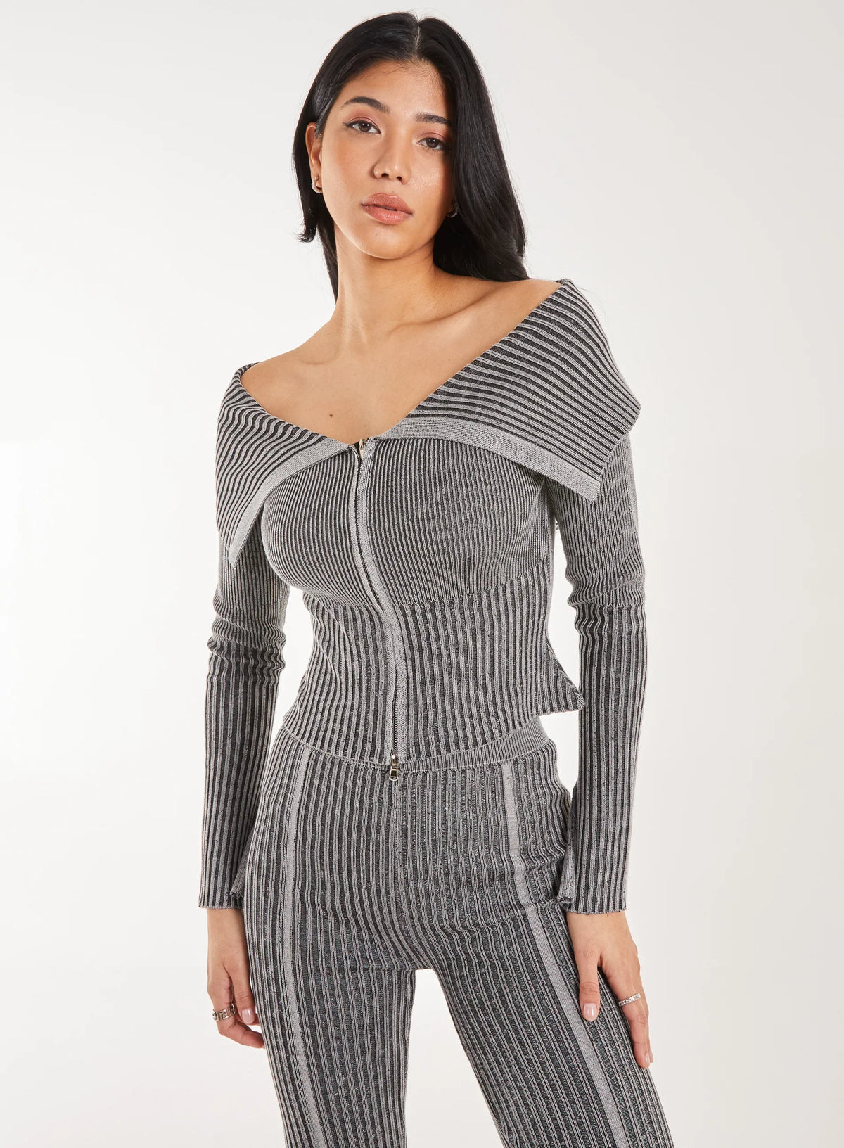Washed Rib Fold-Over Cardigan