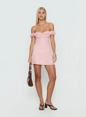 Anabeila Strapless Frill Mini Dress Light Pink