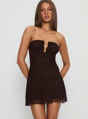 Love To Love Strapless Mini Dress Brown